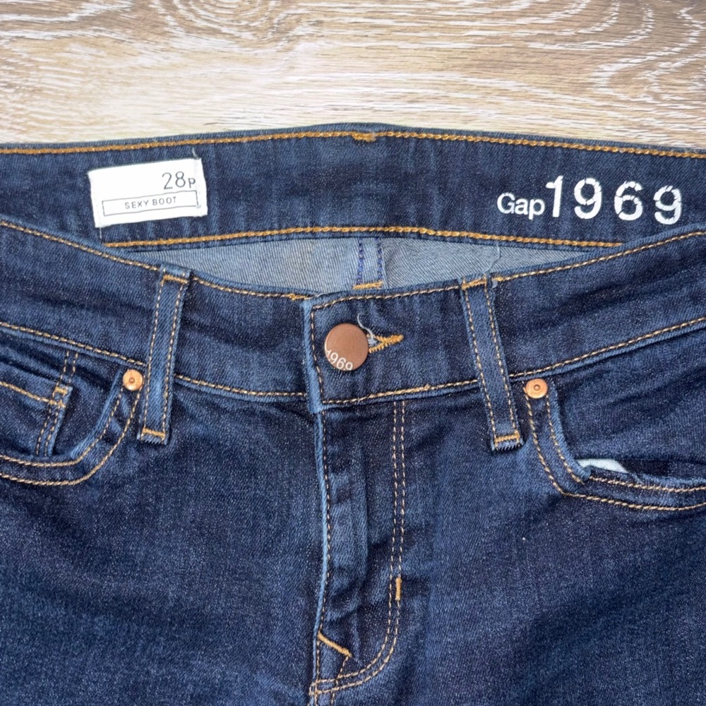 Gap 1969 Sexy Boot Jeans 28p Dark Indigo Rinse Mid Rise Bootcut Denim Womens